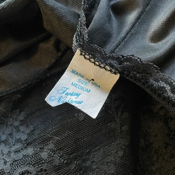 Vintage Fantasy Nightwear Lingerie Black Lace Slip Dress Goth Fairy Whimsygoth M - Picture 6 of 7